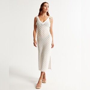 Abercrombie & Fitch Crochet Midi Dress Coverup Cream Med